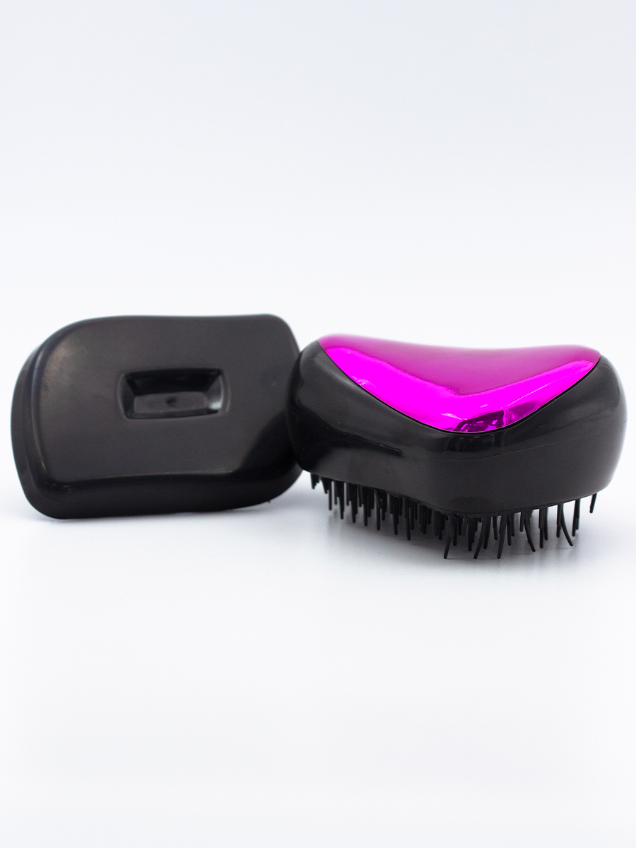 КИТАЙ. HAIRBRUSH - РАСЧЕСКА МАССАЖНАЯ КОМПАКТНАЯ ХРОМОВАЯ РОЗОВАЯ, 1 ШТ.