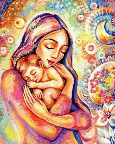 Алмазная мозаика круглыми стразами Материнская любовь
