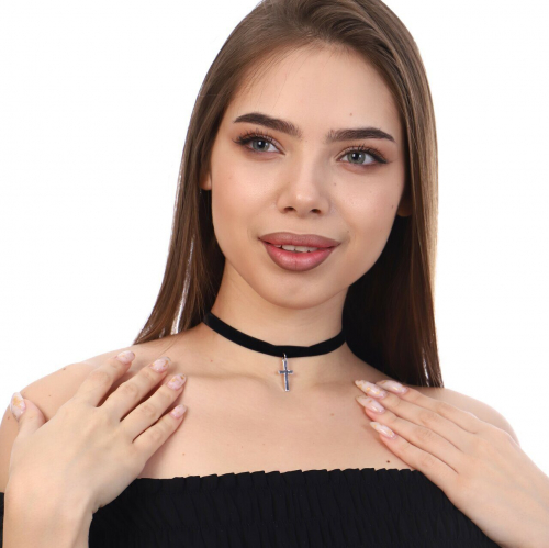 Чокер-бархатка с кулоном. zlatto-jewelry