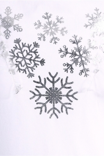 Платье АПРЕЛЬ #825130Белый+снежинки серебряная фольга на белом