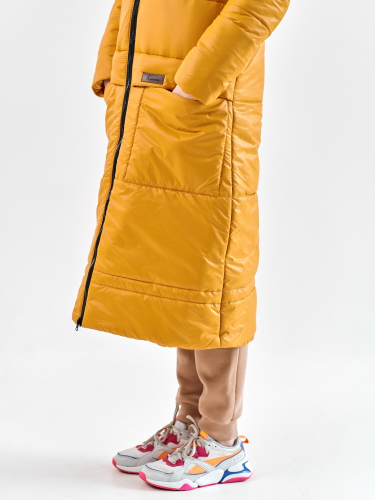 Женское пальто еврозима Макси горчица