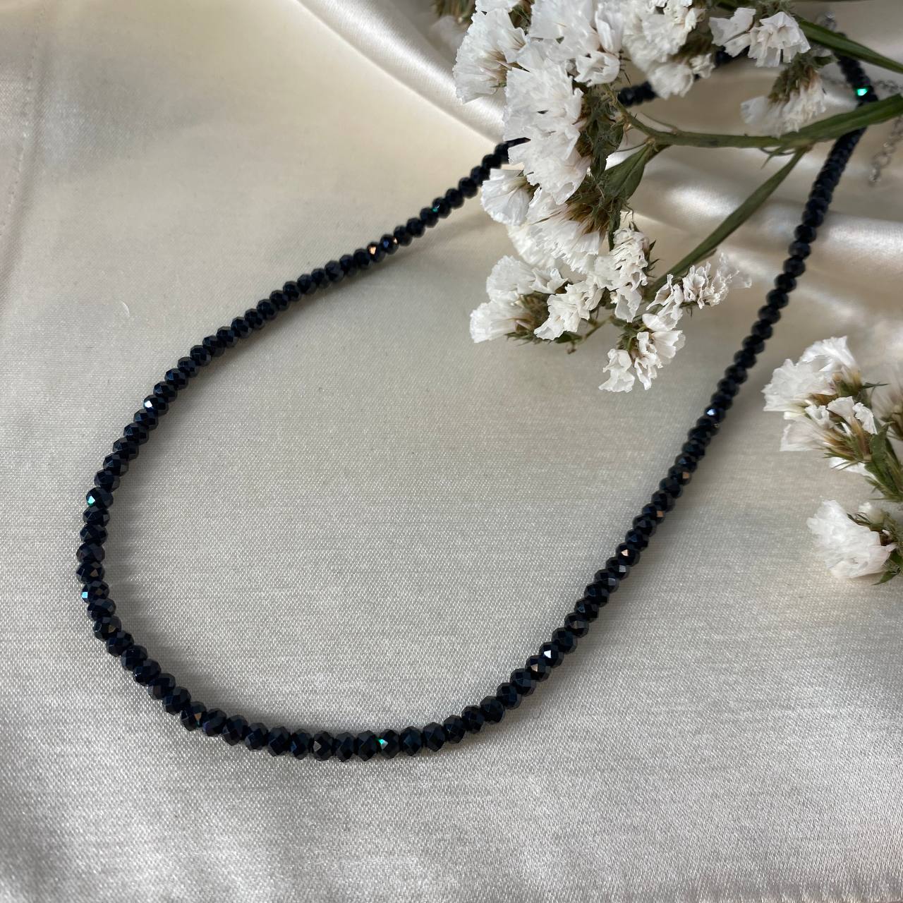 Радуга Самоцветов Бусы из чёрной Шпинели огранка