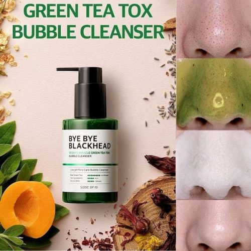 Маска-пенка кислородная очищающая против чёрных точек SOME BY MI Bye Bye Blackhead 30 Days Miracle Green Tea Tox Bubble Cleanser