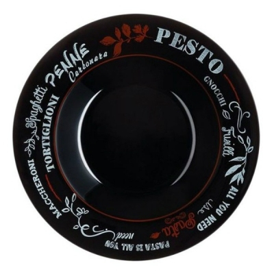Тарелка для пасты d=29см ФРЕНДС ТАЙМ БЛЭК декорированная (1/12)