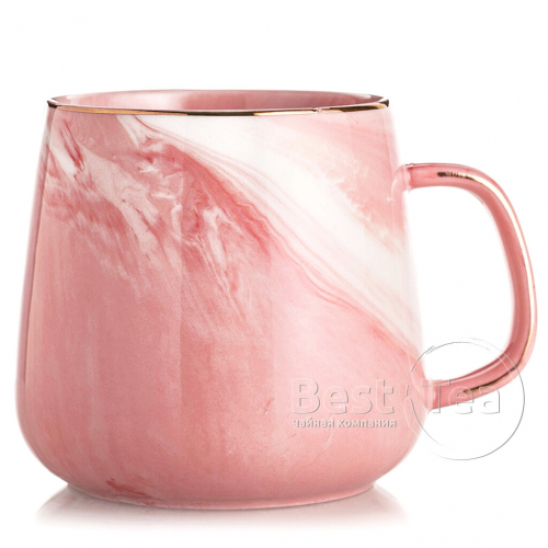 Кружка керамическая Розовый Мрамор, 400 мл