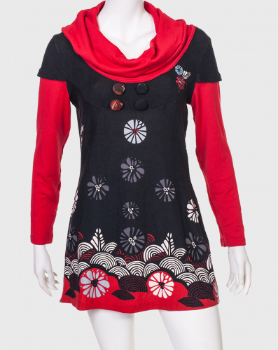 Черно-красное трикотажное платье Le Grenier - сочетание цветов поможет создать необычный яркий образ. №4196 ОСТАТКИ СЛАДКИ!!!!