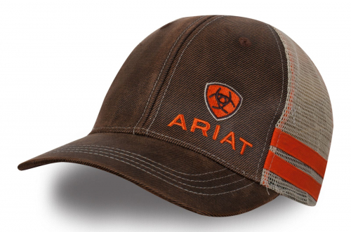 Коричневая бейсболка с логотипом Ariat  №20290 ОСТАТКИ СЛАДКИ!!!!