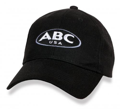 Черная скромная бейсболка ABC  - отличный головной убор для активных молодых мужчин! №7616 ОСТАТКИ СЛАДКИ!!!!