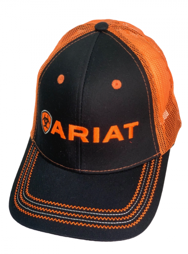 Черно-оранжевая летняя бейсболка Ariat с сеткой  №1564