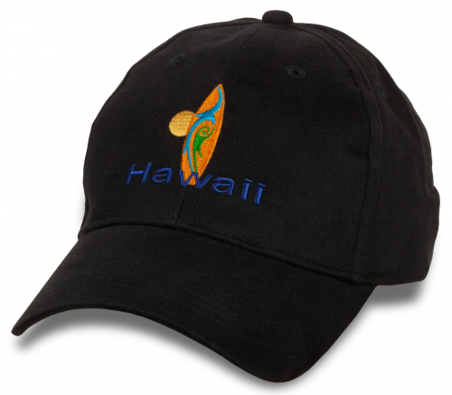 Черная бейсболка Hawaii с контрастной вышивкой. ЛУЧШИЙ ВЫБОР! Заказывай по спеццене! №7728 ОСТАТКИ СЛАДКИ!!!!
