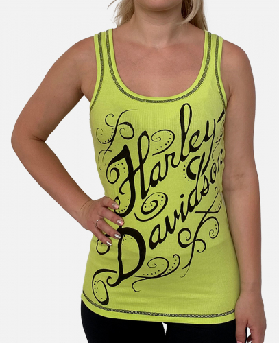 Лимонная женская майка Harley-Davidson – инста-модницы одобряют и поддерживают сочные цвета сезона №1114