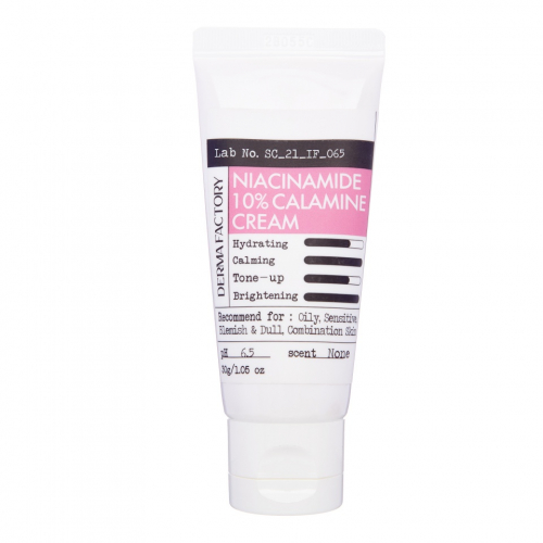 АКЦИЯ 549р. 555р.  Крем для лица с ниацинамидом и каламином Derma Factory Niacinamide 10% Calamine Cream 30мл