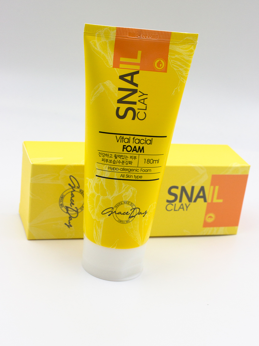 GRACE DAY - ПЕНКА ДЛЯ УМЫВАНИЯ С ЭКСТРАКТОМ СЕКРЕТА УЛИТКИ И БЕЛОЙ ГЛИНОЙ SNAIL CLAY FRESH FACIAL FOAM, 180 ML