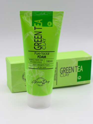 GRACE DAY - ПЕНКА ДЛЯ УМЫВАНИЯ С ЗЕЛЕНОЙ ГЛИНОЙ GREEN TEA CLAY PURE FACIAL FOAM, 180 ML