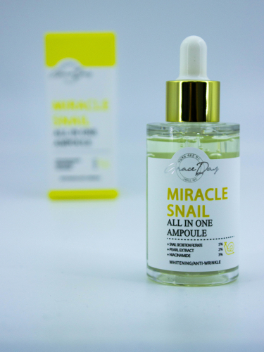 GRACE DAY - СЫВОРОТКА ДЛЯ ЛИЦА С МУЦИНОМ УЛИТКИ MIRACLE SNAIL ALL IN ONE AMPOULE, 50 МЛ.