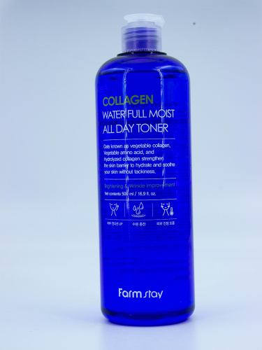 FARMSTAY - ТОНЕР ДЛЯ ЛИЦА С КОЛЛАГЕНОМ COLLAGEN WATER FULL MOIST ALL-DAY TONER, 500 ML