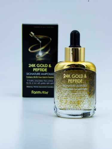 FARMSTAY - СЫВОРОТКА ДЛЯ ЛИЦА С ЗОЛОТОМ И ПЕПТИДАМИ 24K GOLD &PEPTIDE SIGNATURE AMPOULE, 35 МЛ.