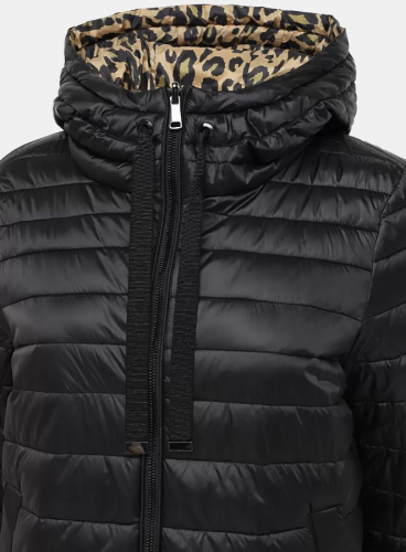 Куртка жен леопард-черн 12610 ру с 40 по 50 полиуретан-полиэстер, полиэстер утеплитель, двухсторонняя