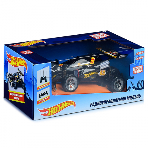 Hot Wheels. Багги на р/у, масштаб 1:20, cо светом и звуком, скорость до 19км/ч, с АКБ, чёрная