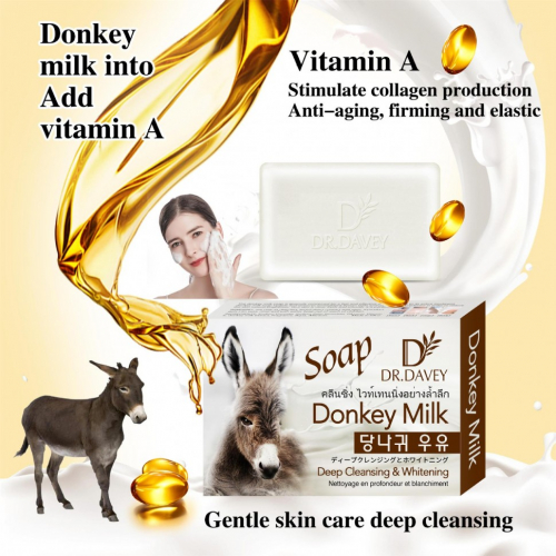 DR.DAVEY  Мыло для лица и тела DONKEY MILK Отбеливающее ОСЛИНОЕ МОЛОКО  100г  (DV-6352)