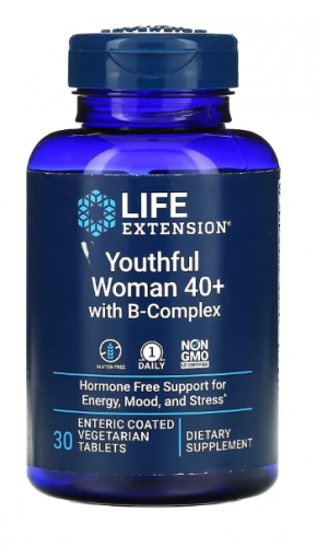 Life Extension, С комплексом витаминов группы B для женщин старше 40 лет, 30 вегетарианских таблеток с кишечнорастворимой оболочкой