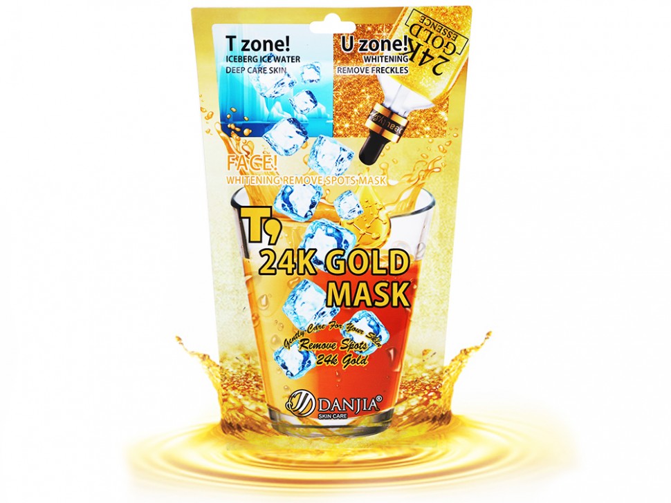 DANJIA Маска тканевая для лица T9 GOLD 24K Отбеливающая, От Пигментных Пятен ЗОЛОТО 24К 30мл (107)