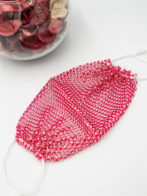 Маска защитная для лица Fashion Mask ЦВЕТНАЯ Сетка + Стразы многоразовая (ТВ-2)