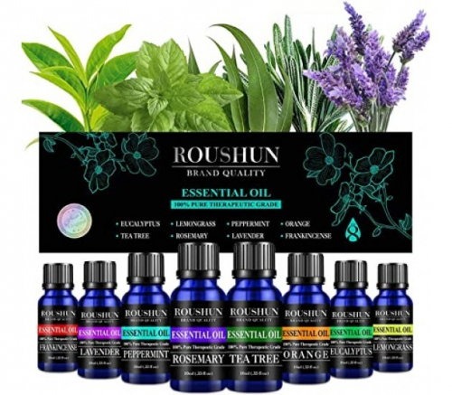 ROUSHUN  Масло эфирное ESSENTIAL OIL Набор (Эвкалипт, Мята, Чайное дерево, Лаванда, Лемонграсс, Апельсин, Розмарин, Ладан)  (10мл * 8штук)  (RS-30249)