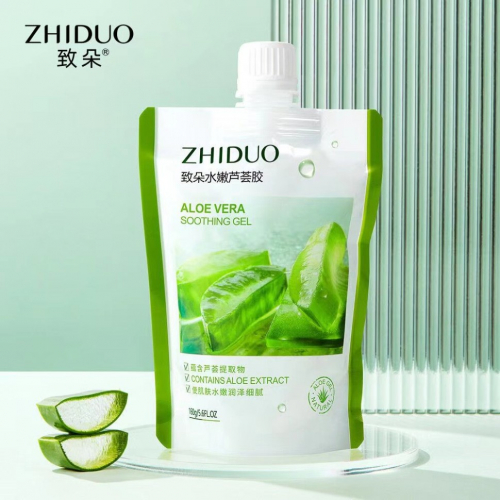 ZHIDUO  Гель для лица и тела ALOE VERA Увлажняющий, Успокаивающий АЛОЭ  160г  (дой-пак)  (ZD-91074)