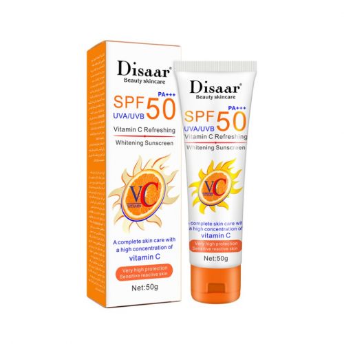 DISAAR  Крем Солнцезащитный VITAMIN C Отбеливающий Освежающий SPF 50  50г  (DS-330-1)