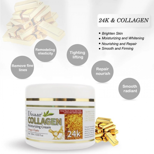 DISAAR  Крем для лица COLLAGEN & 24K Увлажняющий, Антивозрастной КОЛЛАГЕН и ЗОЛОТО 24К  100мл  (DS-5018)