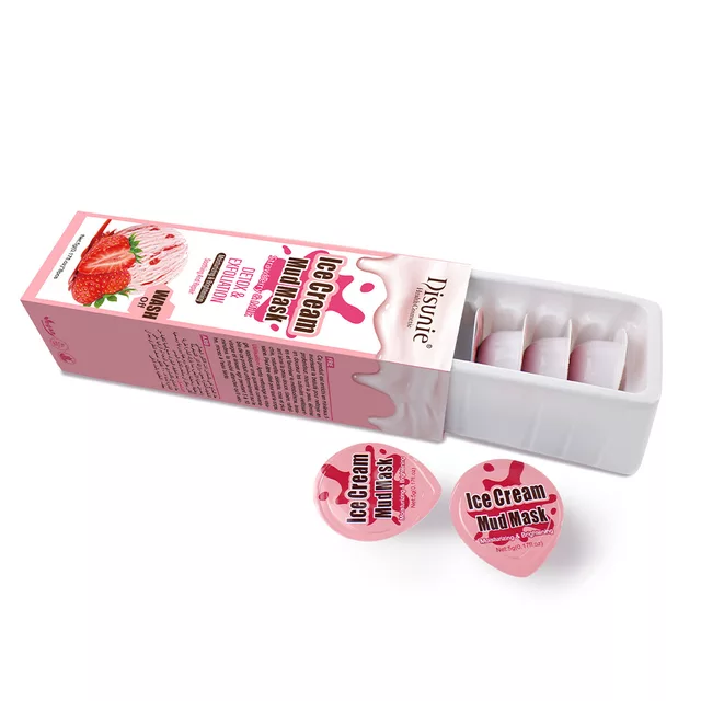 DISUNIE Маска для лица ICE CREAM Грязевая Strawberry & Milk (5г * 8 штук) (DE-8073)