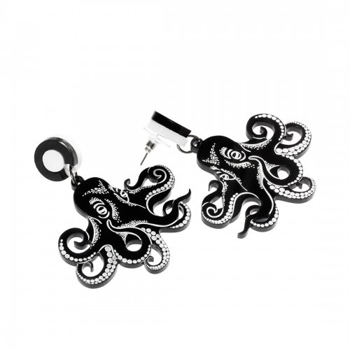 Серьги Graphic Octopus Black