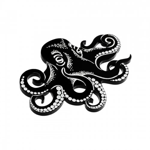 Брошь Graphic Octopus Black