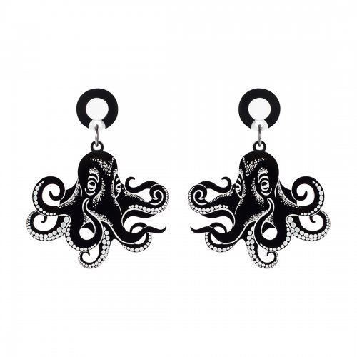 Серьги Graphic Octopus Black