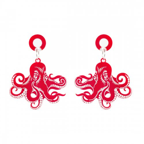 Серьги Graphic Octopus Red