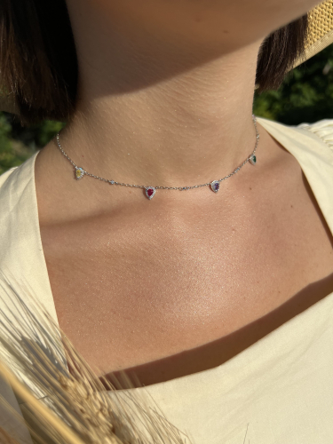 Серебряное колье с куб.цирконием