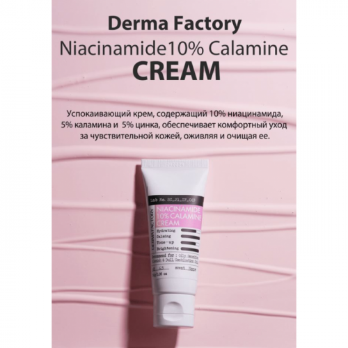 Derma Factory Niacinamide 10% Calamine Cream Крем для лица с ниацинамидом и каламином 30мл