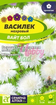 Цветы Василек Вайт Бол (0,5 г) Семена Алтая