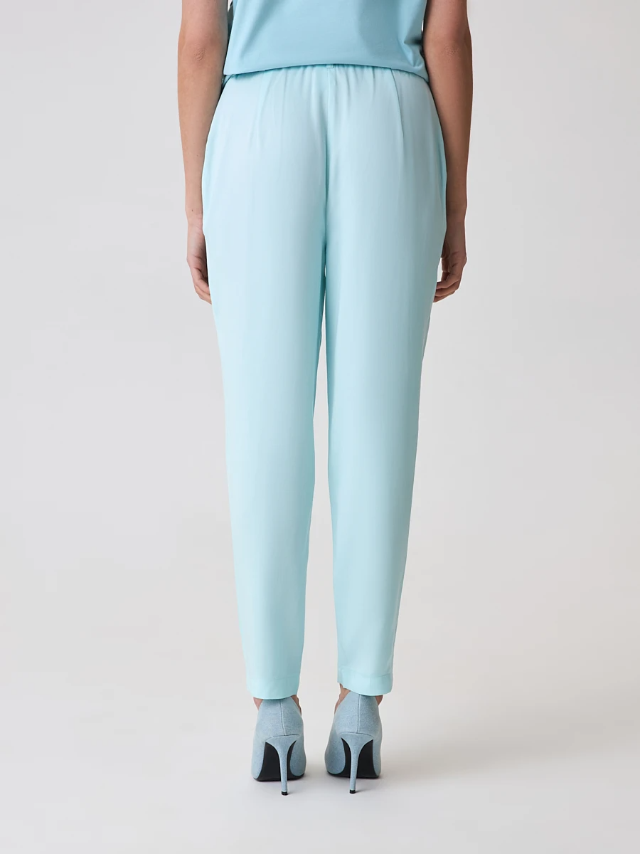 Ст.цена 1190р Брюки с защипами на высокой посадке Голубой 15.708.3123.035.1