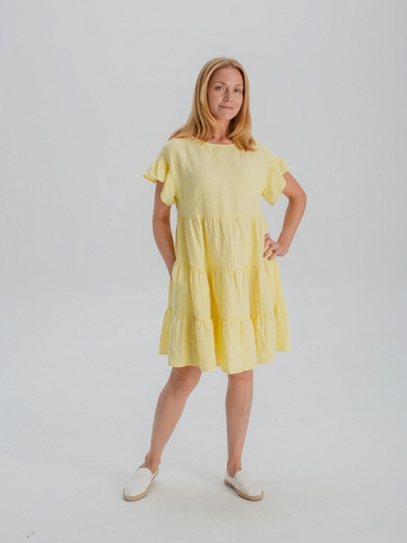 платье 3396 белый/рисунок; желтый; зеленый