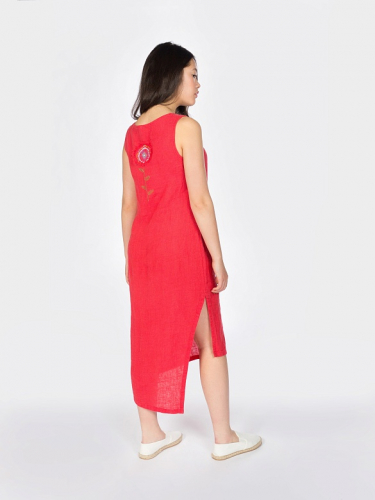 платье 3437 красный; светло-серый/полоска