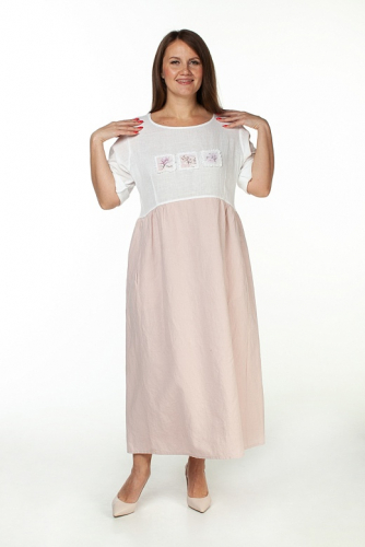платье 3535 белый/розовый