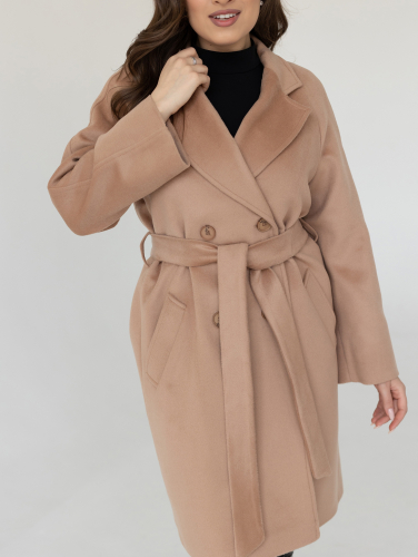 Пальто женское демисезонное 23220 (кэмел/ворсовая ткань)