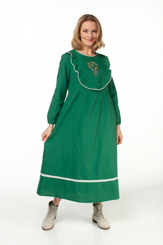 платье 3513 зеленый; светло-серый; сине-серый