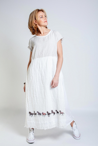 платье 3091 белый/серый натуральный