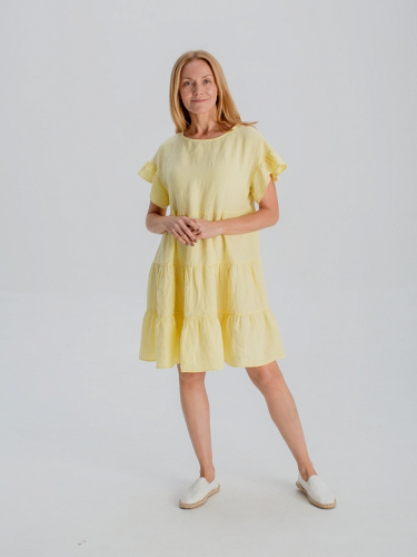 платье 3396 белый/рисунок; желтый; зеленый