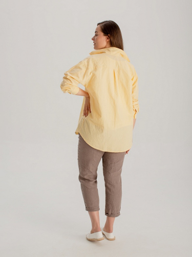 блузка 3419 желтый; зеленый; светло-серый/полоска