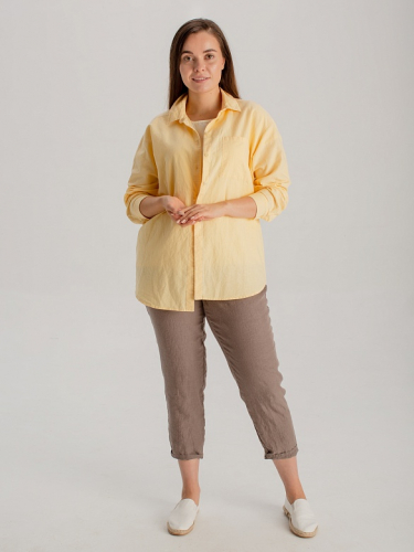 блузка 3419 желтый; зеленый; светло-серый/полоска