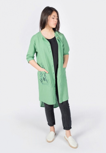 блузка 3423 зеленый; терракотовый